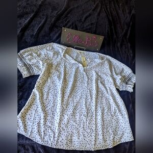 NWT Agnes Orinda Cream/White Black Dots Top 3X